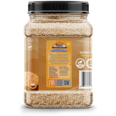 Brown Basmati Rice Extra Long - 64oz (4lbs) 1.81kg PET Jar - Rani Brand Authentic Indian Products 8 Brown Basmati Rice Extra Long - 64oz (4lbs) 1.81kg PET Jar - Rani Brand Authentic Indian Products - Image 6