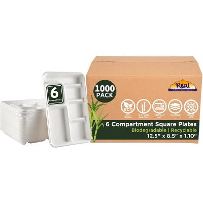 6 Compartment Square Biodegradable Divided Plates - Pack Of 1000 - Rani Brand Authentic Indian Products 11 6 Compartment Square Biodegradable Divided Plates - Pack Of 1000 - Rani Brand Authentic Indian Products - Image 9