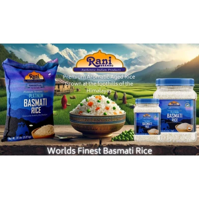 Platinum White Basmati Rice Extra Long - 64oz (4lbs) Cloth Bag - Rani Brand Authentic Indian Products 5 Platinum White Basmati Rice Extra Long - 64oz (4lbs) Cloth Bag - Rani Brand Authentic Indian Products - Image 3