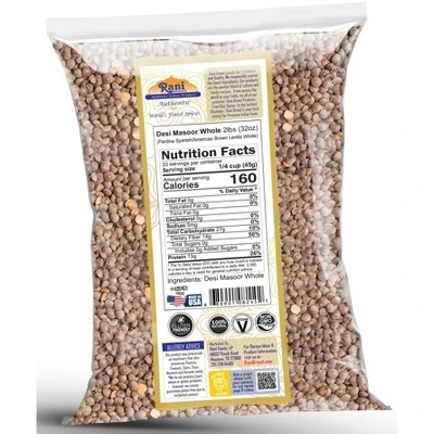 Desi Masoor Whole (American Brown Lentils) - 32oz (2lbs) - Rani Brand Authentic Indian Products 3 Desi Masoor Whole (American Brown Lentils) - 32oz (2lbs) - Rani Brand Authentic Indian Products