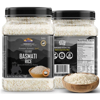 Silver White Basmati Rice Extra Long - 32oz (2lbs) PET Jar - Rani Brand Authentic Indian Products 6 Silver White Basmati Rice Extra Long - 32oz (2lbs) PET Jar - Rani Brand Authentic Indian Products - Image 4