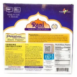 Black Pepper Pappadums (Wafer Snack) - 7oz (200g) - Rani Brand Authentic Indian Products