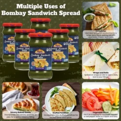 Bombay Sandwich Spread, Mild (Mint & Coriander) - 10.5oz (300g) Pack Of 6 - Rani Brand Authentic Indian Products