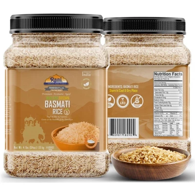 Brown Basmati Rice Extra Long - 64oz (4lbs) 1.81kg PET Jar - Rani Brand Authentic Indian Products 3 Brown Basmati Rice Extra Long - 64oz (4lbs) 1.81kg PET Jar - Rani Brand Authentic Indian Products
