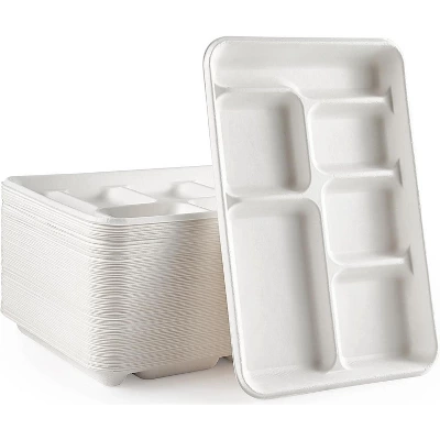 6 Compartment Square Biodegradable Divided Plates - Pack Of 1000 - Rani Brand Authentic Indian Products 5 6 Compartment Square Biodegradable Divided Plates - Pack Of 1000 - Rani Brand Authentic Indian Products - Image 3