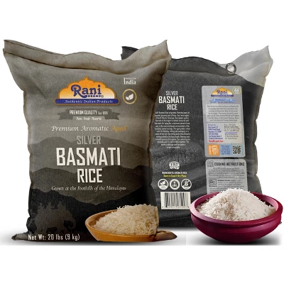 Silver White Basmati Rice Extra Long - 320oz (20lbs) Cloth Bag - Rani Brand Authentic Indian Products 5 Silver White Basmati Rice Extra Long - 320oz (20lbs) Cloth Bag - Rani Brand Authentic Indian Products - Image 4