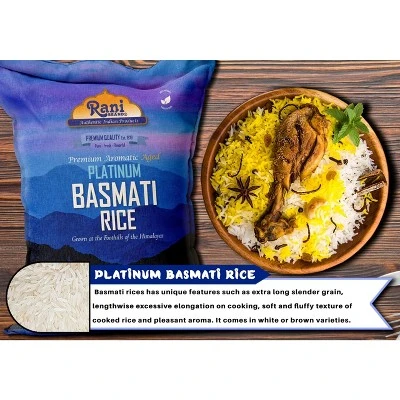 Platinum White Basmati Rice Extra Long - 640oz (40lbs) Cloth Bag - Rani Brand Authentic Indian Products 4 Platinum White Basmati Rice Extra Long - 640oz (40lbs) Cloth Bag - Rani Brand Authentic Indian Products - Image 2