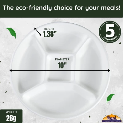 5 Compartment Round Biodegradable Divided Plates - Pack Of 1000 - Rani Brand Authentic Indian Products 3 5 Compartment Round Biodegradable Divided Plates - Pack Of 1000 - Rani Brand Authentic Indian Products