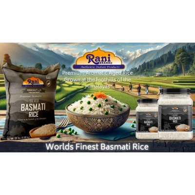 Silver White Basmati Rice Extra Long - 64oz (4lbs) Cloth Bag - Rani Brand Authentic Indian Products 5 Silver White Basmati Rice Extra Long - 64oz (4lbs) Cloth Bag - Rani Brand Authentic Indian Products - Image 3