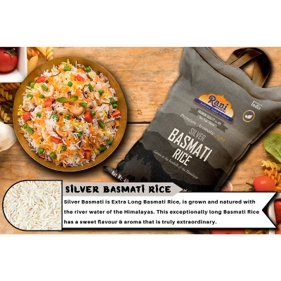 Silver White Basmati Rice Extra Long - 64oz (4lbs) Cloth Bag - Rani Brand Authentic Indian Products 4 Silver White Basmati Rice Extra Long - 64oz (4lbs) Cloth Bag - Rani Brand Authentic Indian Products - Image 2